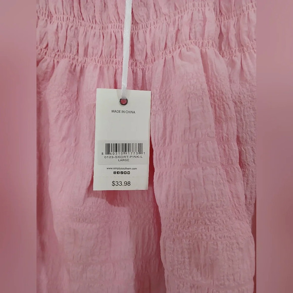 Simply Southern pink shirred skirt skort Size Large - Picture 4 of 6